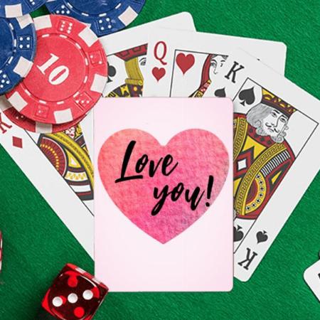Love you with Heart Design Customized Photo Printed Playing Cards