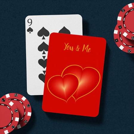 Two Red Hearts Design Customized Photo Printed Playing Cards