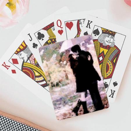 Watercolor Painting Couple Kissing Design Customized Photo Printed Playing Cards