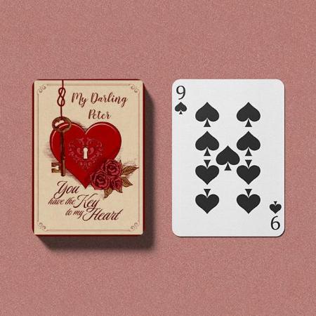 Valentine Key to My Heart Customized Photo Printed Playing Cards