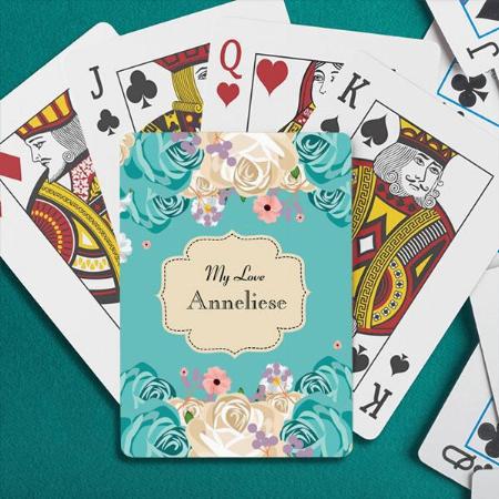 Romantic Watercolor Flowers Customized Photo Printed Playing Cards