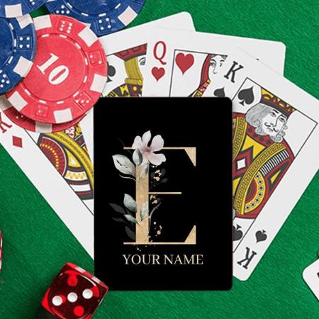 E Monogram Floral Customized Photo Printed Playing Cards