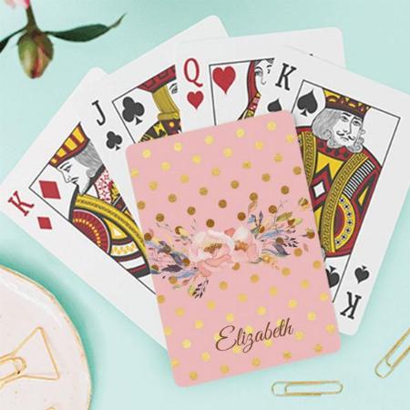 Gold Dots Flowers Design Customized Photo Printed Playing Cards
