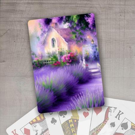 House in Farm Watercolor Painting Customized Photo Printed Playing Cards