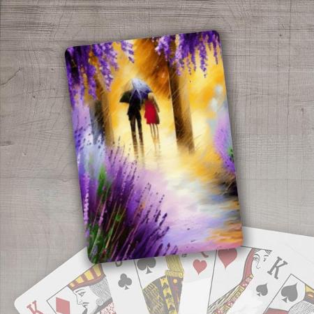 Couple Watercolor in Forest Pattern
 Customized Photo Printed Playing Cards