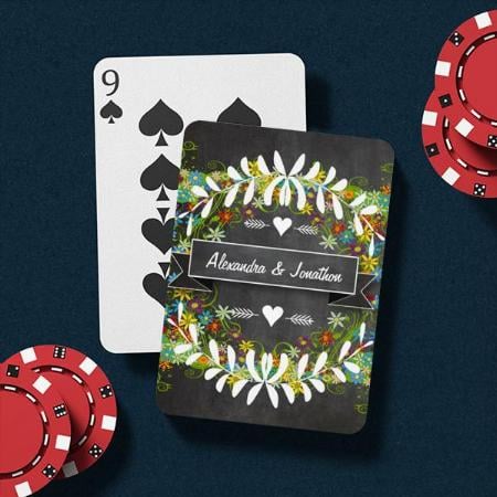 Romantic Chalkboard Vintage Garland Swirly Floral Customized Photo Printed Playing Cards
