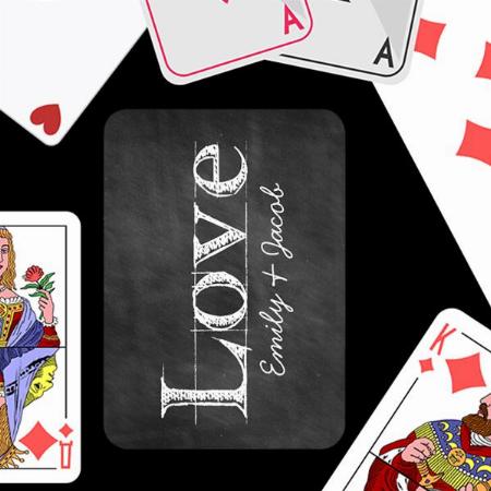 Chalkboard Love Text Design Customized Photo Printed Playing Cards
