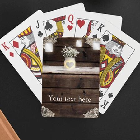 Rustic Wood, Lace & Mason Jars Barn Elegant Customized Photo Printed Playing Cards