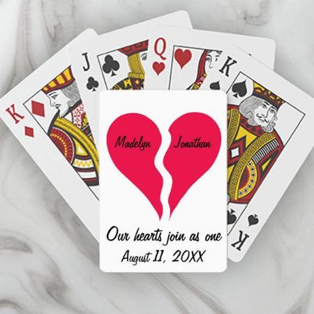 Two Halves Hearts Join as One Customized Photo Printed Playing Cards