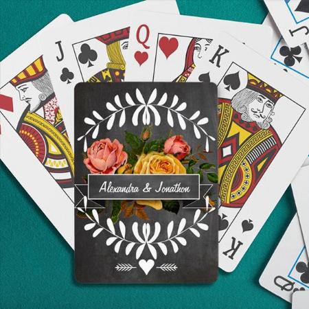 Romantic Chalkboard Vintage Garland Floral Customized Photo Printed Playing Cards