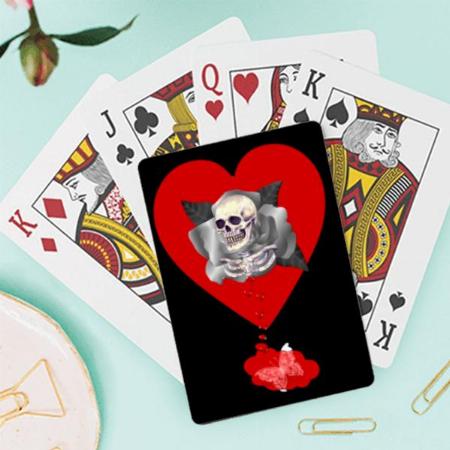 Skull in Heart Design Customized Photo Printed Playing Cards