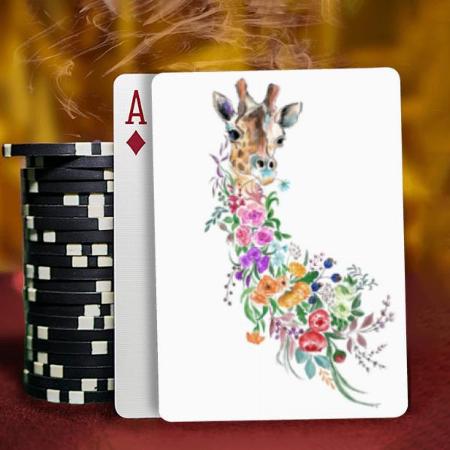 Giraffe Wearing Floral Design Customized Photo Printed Playing Cards