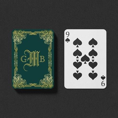Wedding Monogram Classic Gold Frame Dark Green Customized Photo Printed Playing Cards