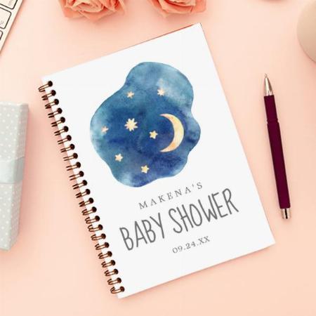 Moon and Stars Baby Shower Customized Photo Printed Notebook