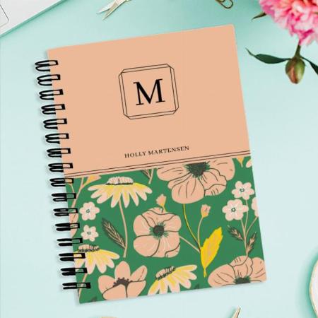 Monogram Floral Pattern Design Customized Photo Printed Notebook