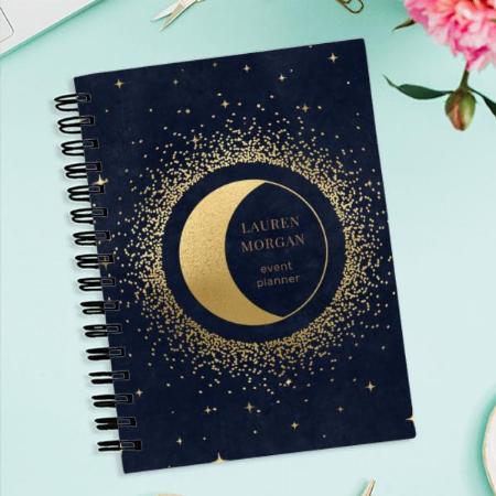 Gold Moon Monogram Customized Photo Printed Notebook