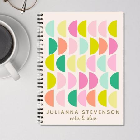 Cute Pastel Geometric Shapes Customized Photo Printed Notebook