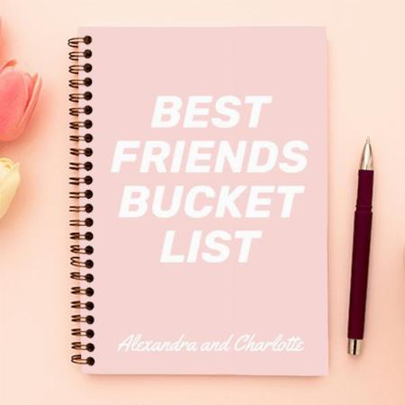 Bucket List Best Friends Blush Pink Customized Photo Printed Notebook