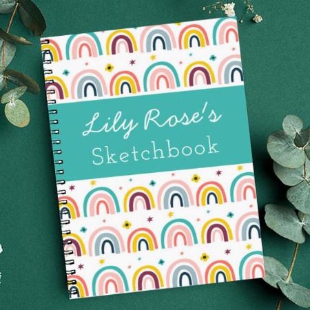 Rainbow Pattern Sketchbook Customized Photo Printed Notebook