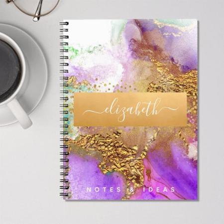 Glam Marble Watercolor Design Customized Photo Printed Notebook
