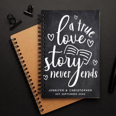 True Love Story Never Ends Couple's Customized Photo Printed Notebook