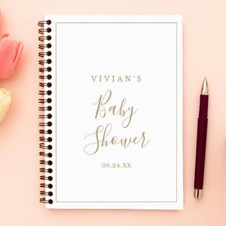 Minimalist Gold Baby Shower Customized Photo Printed Notebook