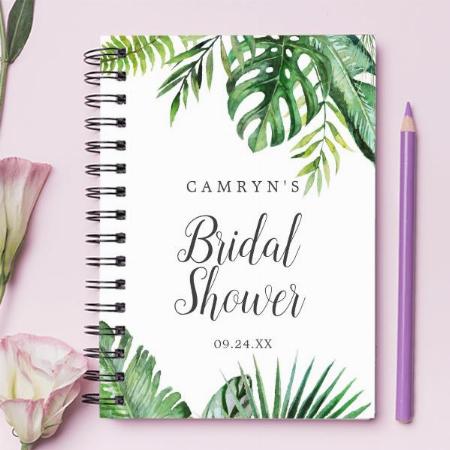 Wild Tropical Palm Bridal Shower Customized Photo Printed Notebook