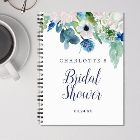 White Flowers Bridal Shower Customized Photo Printed Notebook