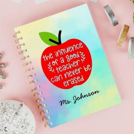 Inspirational Quote Personalized Teacher Apple Customized Photo Printed Notebook