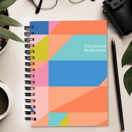Bright Colorful Geometric Shapes Customized Photo Printed Notebook