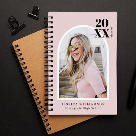 Pink Modern Photo Arch Customized Photo Printed Notebook