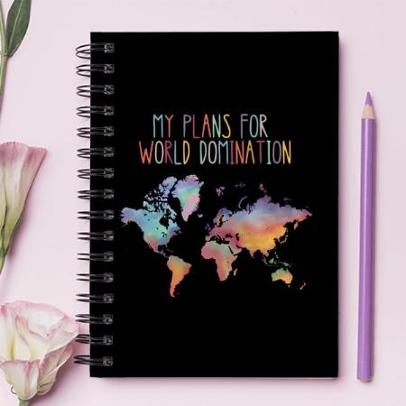 My Plans For World Domination Customized Photo Printed Notebook