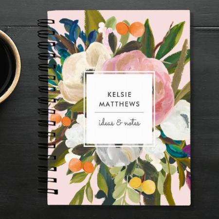 Botanical Bliss Pretty Painted Floral Customized Photo Printed Notebook