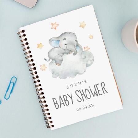 Little Elephant Boy Baby Shower Customized Photo Printed Notebook