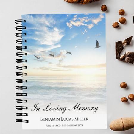 Memorial or Funeral Beach Ocean Water Design Customized Photo Printed Notebook