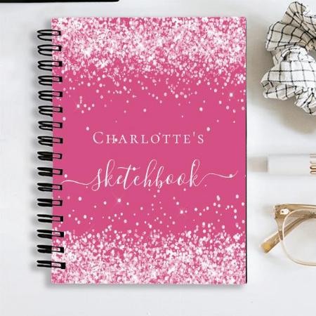 Sketchbook Pink Blush Glitter Customized Photo Printed Notebook