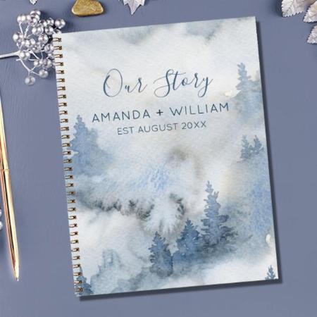 Watercolor Rustic Forest Our Story Design Customized Photo Printed Notebook