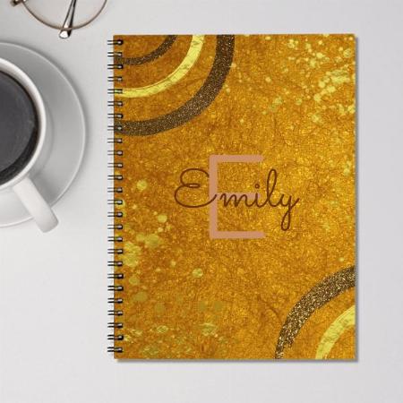 Chic Fancy Brown Gold Glitter Modern Customized Photo Printed Notebook
