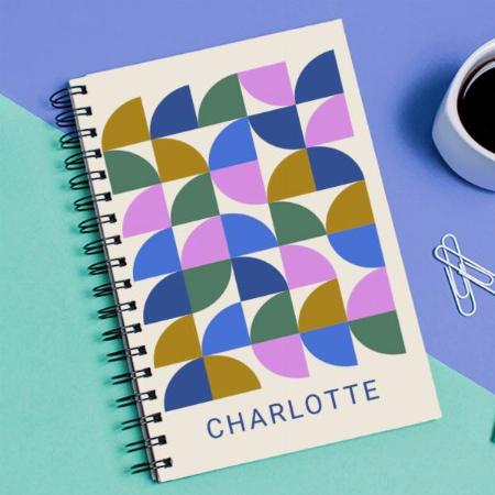Cute Colorful Modern Geometric Shapes Customized Photo Printed Notebook