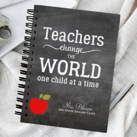 Red Apple Quote and Your Text Chalkboard Teacher Customized Photo Printed Notebook