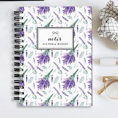 Watercolor Lavender Bouquet Pattern Customized Photo Printed Notebook