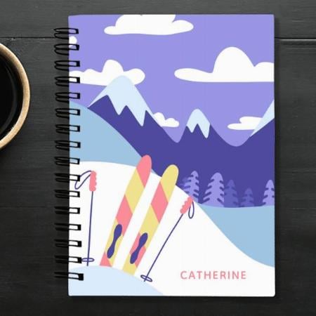Skiing Winter Ski Slopes Customized Photo Printed Notebook