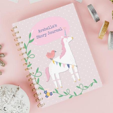 Pretty Pink Unicorn Design Customized Photo Printed Notebook