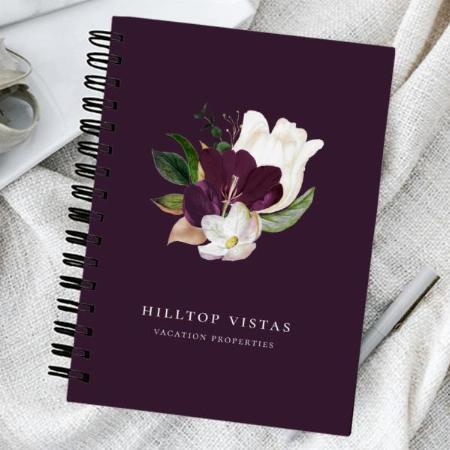 Modern Ivory Purple Floral Design Customized Photo Printed Notebook