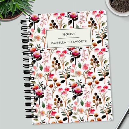Elegant Watercolor Floral Greenery Design Customized Photo Printed Notebook