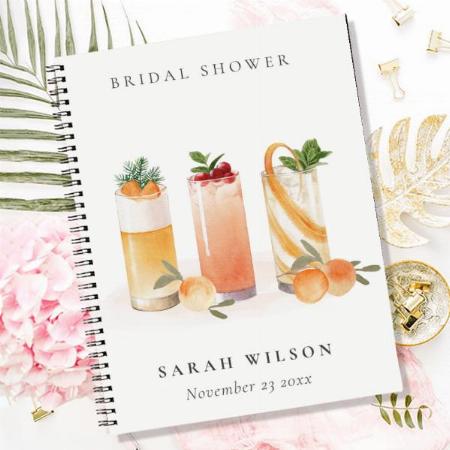 Cute Fruit Cocktail Blush Orange Bridal Shower Customized Photo Printed Notebook