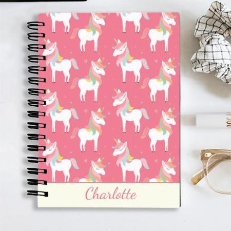Cute Pink Unicorn Pattern Customized Photo Printed Notebook