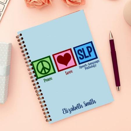 Peace Love Speech Language Pathology Customized Photo Printed Notebook