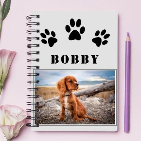 Paw Printed Design with Photo and Name Customized Photo Printed Notebook