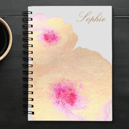 Artistic Gold Floral Watercolor Art Customized Photo Printed Notebook